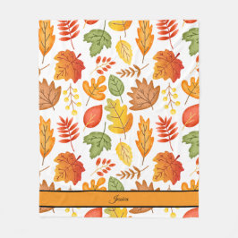 Gemütlicher Herbstlaub Personalisiert Name Fleecedecke