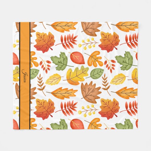 Gemütlicher Herbstlaub Personalisiert Name Fleecedecke (Vorderseite (Horizontal))