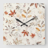 Gemütlicher Herbstleaves botanischer Druck Quadratische Wanduhr (Vorderseite)