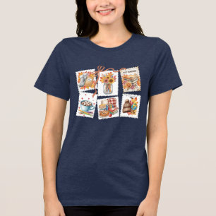 Gemütlicher Herbstlehrer für Vintage Briefmarke Tri-Blend Shirt