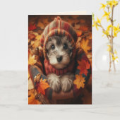 Gemütlicher Herbstpullover Welpe Karte (Gelbe Blume)