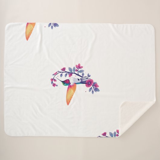 Gemütlicher Hummingvogel und Blumen Sherpadecke (Vorderseite (Horizontal))