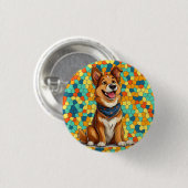 Gemütlicher Hund im Cartoon Button (Vorne & Hinten)