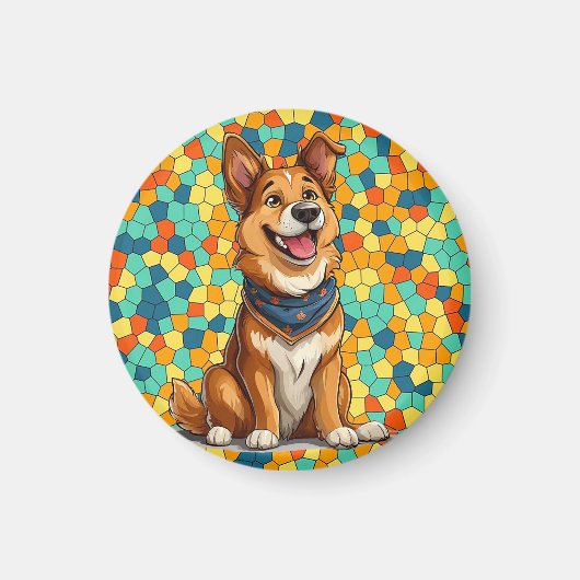 Gemütlicher Hund im Cartoon Magnet (Vorne)