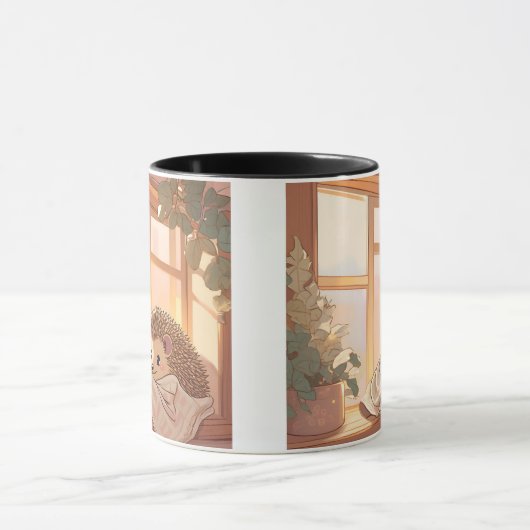 Gemütlicher Igel Tasse: Eine warme Embrase Tasse (Zentrum)