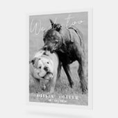 Gemütlicher, individueller Hund Foto Hochzeitsempf Acrylschild (Winkel)