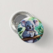 Gemütlicher Jungle Koala-Kaffee Button (Vorne & Hinten)