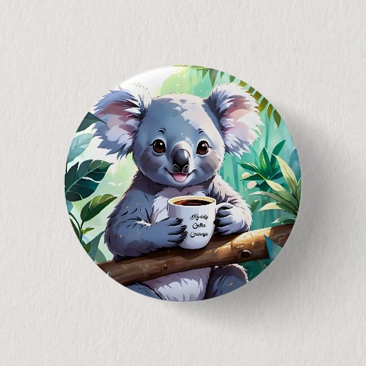 Gemütlicher Jungle Koala-Kaffee Button (Vorderseite)