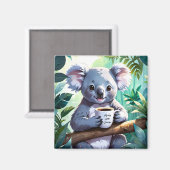Gemütlicher Jungle Koala-Kaffee Magnet (Vorderseite/Rückseite)