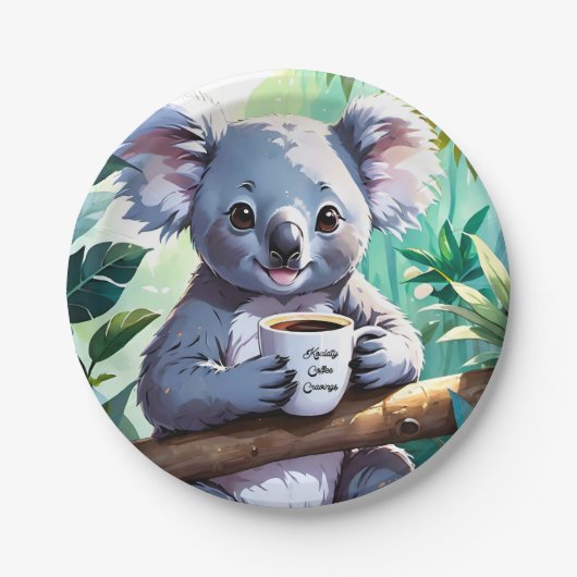 Gemütlicher Jungle Koala-Kaffee Pappteller (Vorderseite)