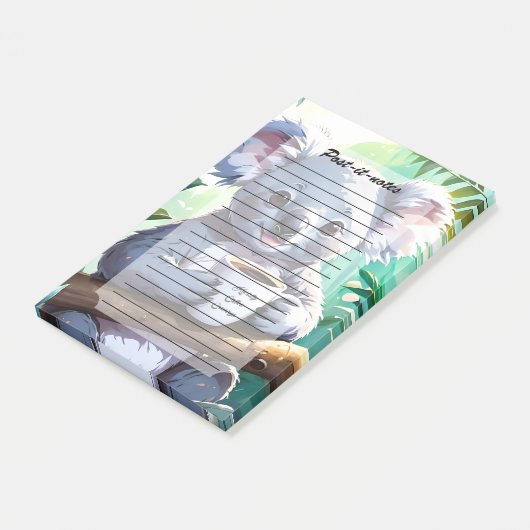 Gemütlicher Jungle Koala-Kaffee Post-it Klebezettel (angewinkelt)