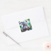 Gemütlicher Jungle Koala-Kaffee Quadratischer Aufkleber (Umschlag)