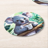Gemütlicher Jungle Koala-Kaffee Runder Pappuntersetzer (Angewinkelt)