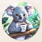 Gemütlicher Jungle Koala-Kaffee Runder Pappuntersetzer (Vorderseite)