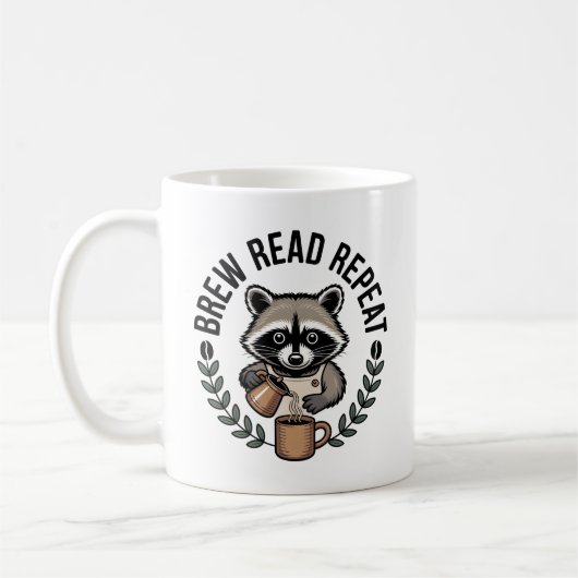 Gemütlicher Kaffee Herbst Brown Raccoon Kaffeetasse (Links)