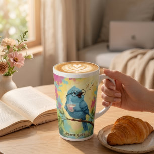 Gemütlicher Kaffee-Latte-Becher für Vogelfreunde  Milchtasse