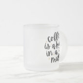 Gemütlicher Kaffee-Spruch-Frostglas-Becher Mattglastasse (VorderseiteRechts)