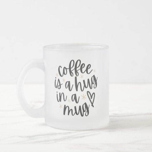 Gemütlicher Kaffee-Spruch-Frostglas-Becher Mattglastasse (Links)