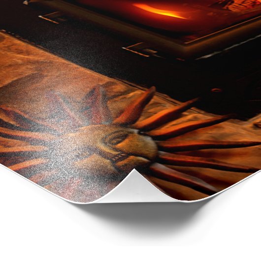 Gemütlicher Kamin Foto drucken. (Ecke)