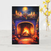 Gemütlicher Kamin Karte (Gelbe Blume)