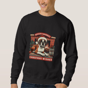 Gemütlicher Kamin Szene Vintag Boxer Dog Weihnacht Sweatshirt