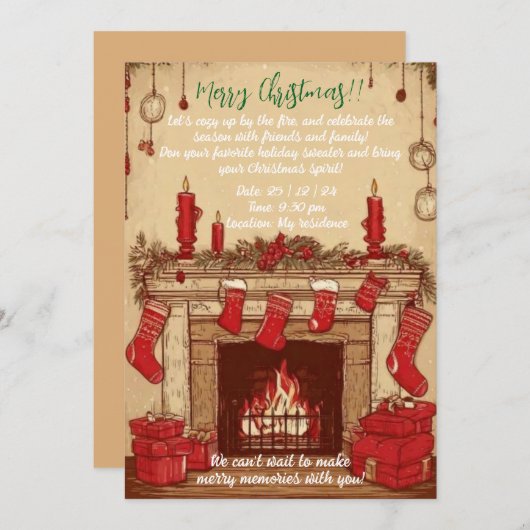 Gemütlicher Kaminfeuerplatz Einladung (Vorne/Hinten)