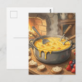 Gemütlicher Käsefondue-Kamin Postkarte (Vorne/Hinten)