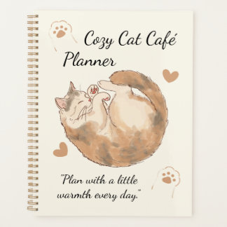 Gemütlicher Katzen-Café-Planer | Süßes Kawaii-Jour Planer