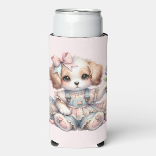 Gemütlicher Kawaii Cottagecore Farmcore Welpen-Sti Selters Dosenkühler