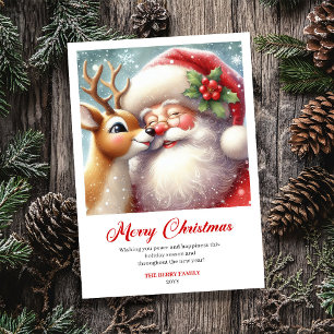 Gemütlicher klassischer Weihnachtsgruß mit Santa u Feiertagskarte