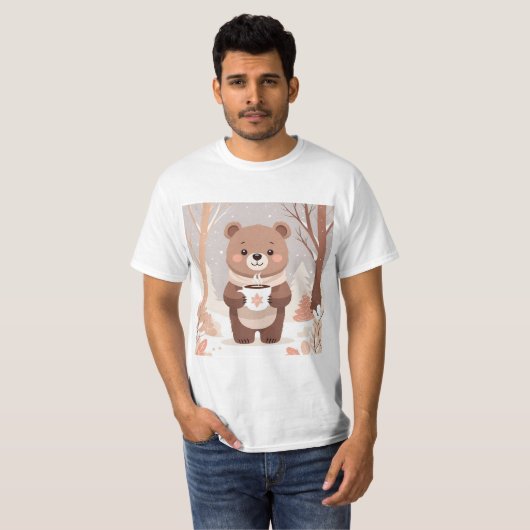 Gemütlicher kleiner Bär und heißer Cocoa bleibe T-Shirt (Vorne ganz)