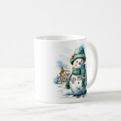 Gemütlicher kleiner Schneemann im Winter Kaffeetasse (VorderseiteRechts)