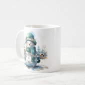 Gemütlicher kleiner Schneemann im Winter Kaffeetasse (Vorderseite Links)