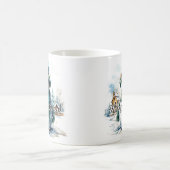 Gemütlicher kleiner Schneemann im Winter Kaffeetasse (Mittel)
