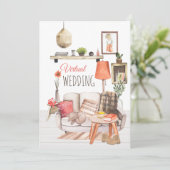 Gemütlicher Komfort bei Virtual Wedding mit Zuhaus Einladung (Stehend Vorderseite)