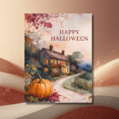 Gemütlicher Kürbispfad Halloween Postkarte