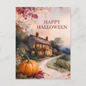 Gemütlicher Kürbispfad Halloween Postkarte (Vorderseite)