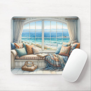 Gemütlicher Küstenfenstersitz Cottagecore Mousepad