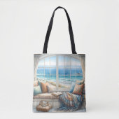 Gemütlicher Küstenfenstersitz Cottagecore Tasche (Vorderseite)