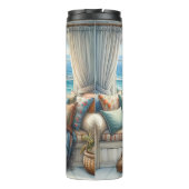 Gemütlicher Küstenfenstersitz Cottagecore Thermosbecher (Rückseite)