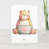 Gemütlicher Laptop-Bär Valentinstag Karte (Rückseite)