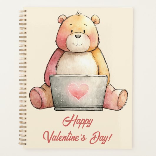 Gemütlicher Laptop-Bär Valentinstag Planer (Vorderseite)