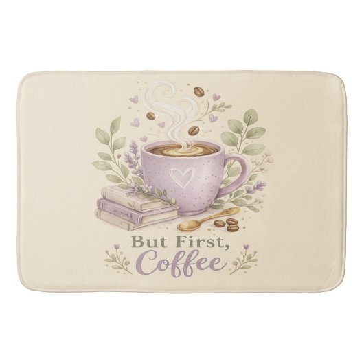 Gemütlicher Lavendel-Wasserfarbe-Kaffee Badematte (Vorderseite)