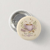 Gemütlicher Lavendel-Wasserfarbe-Kaffee Button (Vorne & Hinten)