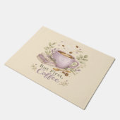 Gemütlicher Lavendel-Wasserfarbe-Kaffee Fußmatte (Schrägansicht)
