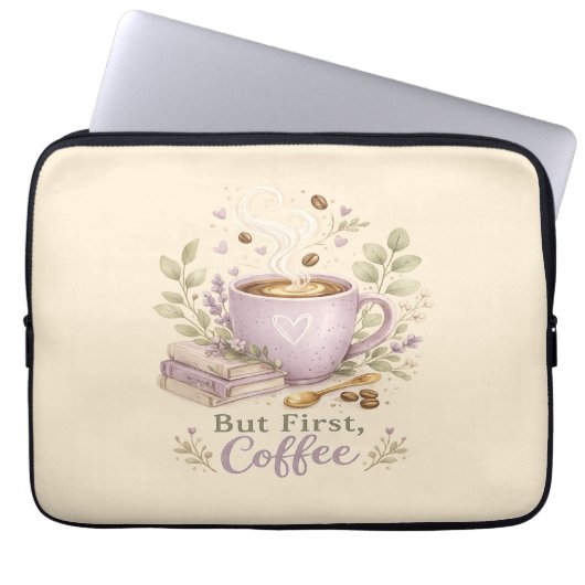 Gemütlicher Lavendel-Wasserfarbe-Kaffee Laptopschutzhülle (Vorderseite)