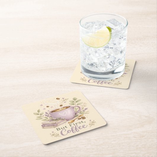 Gemütlicher Lavendel-Wasserfarbe-Kaffee Rechteckiger Pappuntersetzer (Vor Ort)