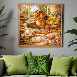 Gemütlicher Lesedrache Poster