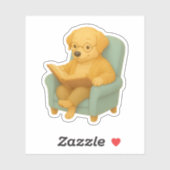 Gemütlicher Lesehund Clipart Aufkleber (Blatt)