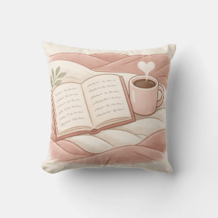 Gemütlicher Lesemoment - Kaffee- und Buchliebhaber Kissen